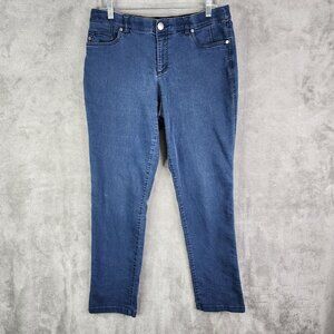 Womens Christopher & Banks Blue Denim Jeans Straight Leg Slimming Size 8